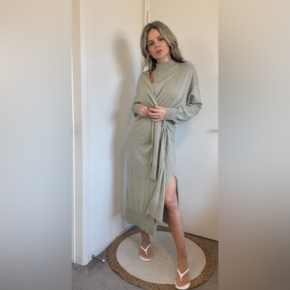 Jonathan Simkhai Skyla Self Tie Wrap Midi-Dress - Picture 6 of 17